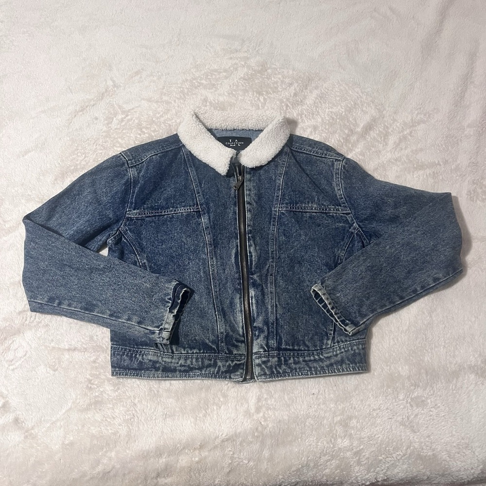 Coalition Sherpa Denim Jacket Women's M Trucker Indigo